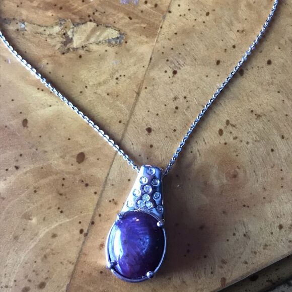 Natural Star Ruby Sterling Silver Necklace - Picture 10 of 11